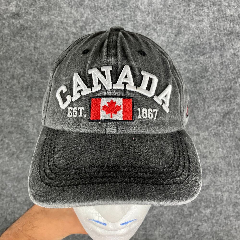 Canada Hat Charcoal Adjustable Baseball Cap Embroidered Maple Leaf Est‎ 1867